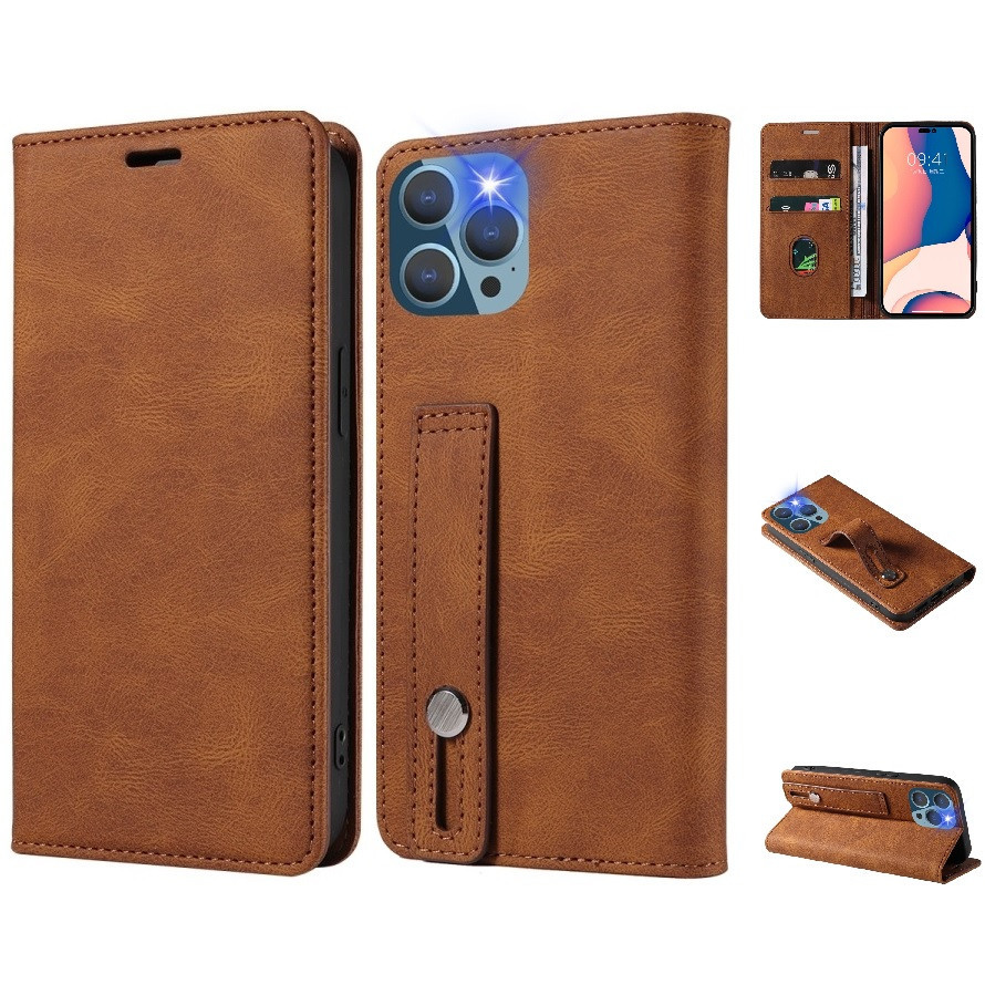 Huawei Nova 10, Oldalra nyíló tok, stand, kártyatartóval, kézpánttal, Wooze Business Plus, barna (132923)